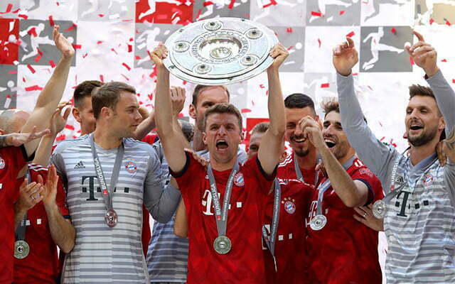 Bayern Munich - celebrate the Bundesliga championship trophy 2021-2022