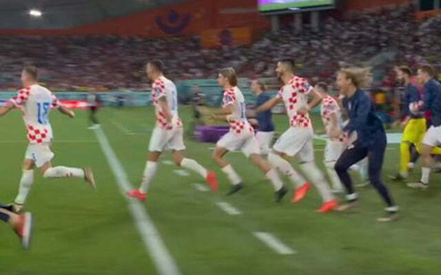 Croatia players ran onto the pitch in celebration after the match
